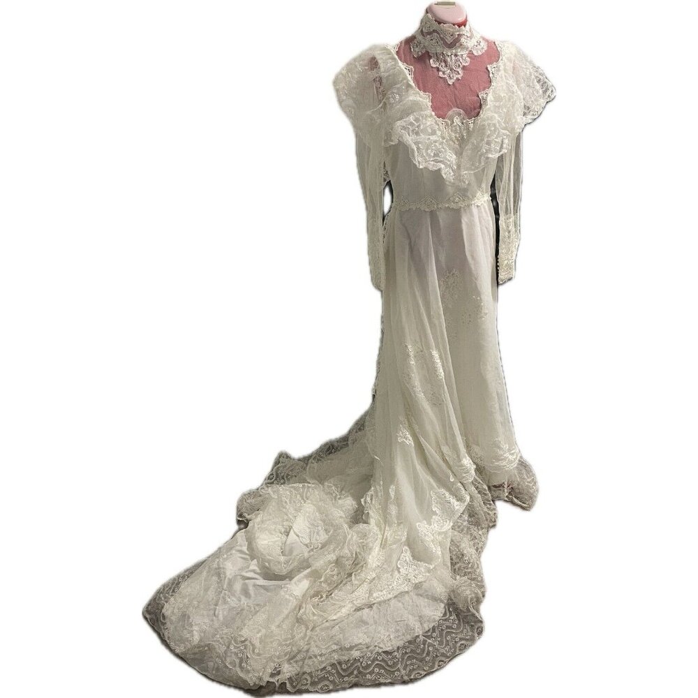 Alfred Angelo Ivory Lace Maxi Dress with Train